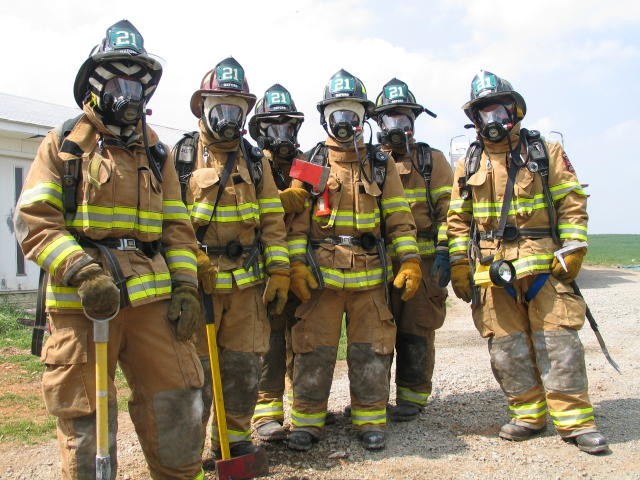 Lined up and ready for live fire training at an acquired structure in Fulton Township.